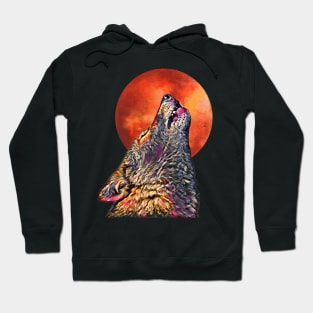 Gray Wolf Howling at The Moon Hoodie